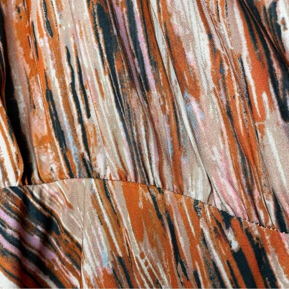 Soft Surroundings Dress Cyra Painted Stripe Print Brown Orange Size Petite PXL - Picture 5 of 10